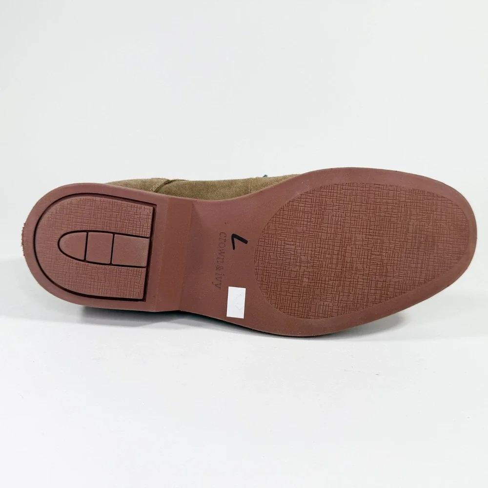 Crown & Ivy Leather Suede Oxford Shoes Men 8.5M Tan Derby Lace Up NWOT‎
